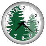 Pine Trees Spruce Tree Wall Clock (Silver) Front