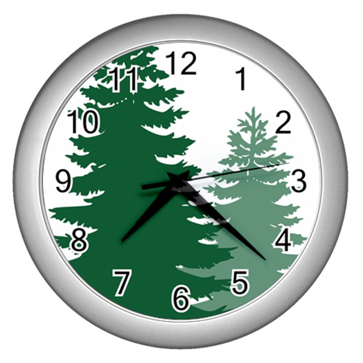 Pine Trees Spruce Tree Wall Clock (Silver)