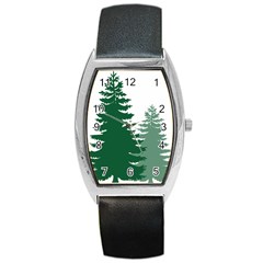 Pine Trees Spruce Tree Barrel Style Metal Watch by Modalart