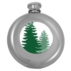 Pine Trees Spruce Tree Round Hip Flask (5 Oz) by Modalart