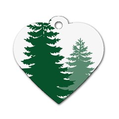 Pine Trees Spruce Tree Dog Tag Heart (two Sides) by Modalart