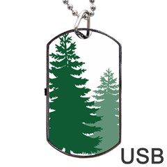 Pine Trees Spruce Tree Dog Tag Usb Flash (two Sides) by Modalart