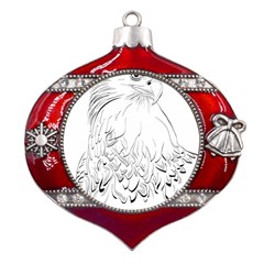 Eagle Birds Of Prey Raptor Metal Snowflake And Bell Red Ornament by Modalart