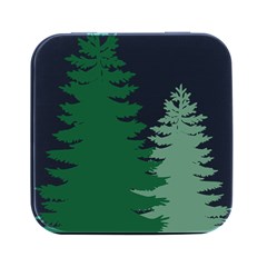 Pine Trees Spruce Tree Square Metal Box (Black)