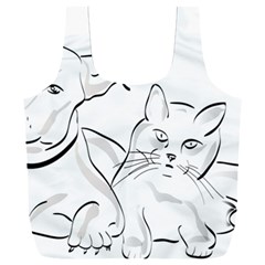 Dog Cat Domestic Animal Silhouette Full Print Recycle Bag (XXL)