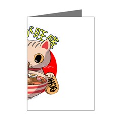 Ramen Cat Noodles Cute Japanes Mini Greeting Card by Modalart