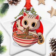 Ramen Cat Noodles Cute Japanes Star Ornament (two Sides) by Modalart