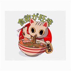 Ramen Cat Noodles Cute Japanes Small Glasses Cloth (2 Sides) by Modalart