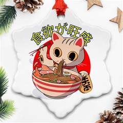 Ramen Cat Noodles Cute Japanes Snowflake Ornament (two Sides) by Modalart