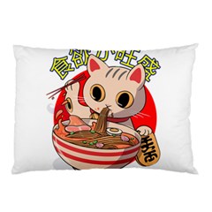 Ramen Cat Noodles Cute Japanes Pillow Case (two Sides) by Modalart