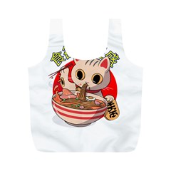 Ramen Cat Noodles Cute Japanes Full Print Recycle Bag (m) by Modalart