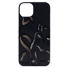 Dog Cat Domestic Animal Silhouette iPhone 14 Plus Black UV Print Case