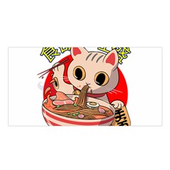 Ramen Cat Noodles Cute Japanes Satin Shawl 45  X 80  by Modalart