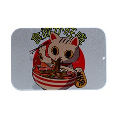 Ramen Cat Noodles Cute Japanes Open Lid Metal Box (silver)   by Modalart