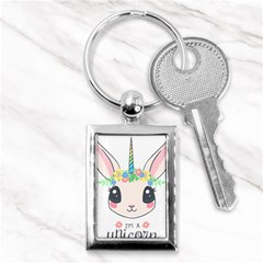 Unicorn Rabbit Hare Wreath Cute Key Chain (rectangle) by Modalart