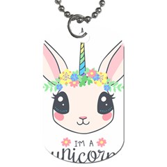 Unicorn Rabbit Hare Wreath Cute Dog Tag (one Side) by Modalart