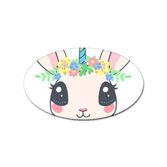 Unicorn Rabbit Hare Wreath Cute Sticker Oval (10 Pack) by Modalart