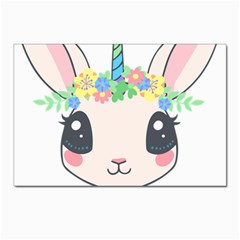 Unicorn Rabbit Hare Wreath Cute Postcards 5  X 7  (pkg Of 10) by Modalart