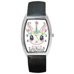 Unicorn Rabbit Hare Wreath Cute Barrel Style Metal Watch by Modalart