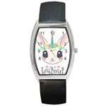 Unicorn Rabbit Hare Wreath Cute Barrel Style Metal Watch Front