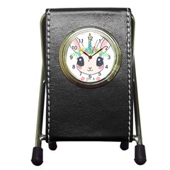 Unicorn Rabbit Hare Wreath Cute Pen Holder Desk Clock by Modalart