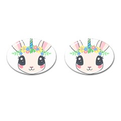 Unicorn Rabbit Hare Wreath Cute Cufflinks (oval) by Modalart