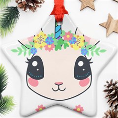 Unicorn Rabbit Hare Wreath Cute Star Ornament (two Sides) by Modalart