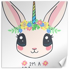 Unicorn Rabbit Hare Wreath Cute Canvas 16  X 16  by Modalart