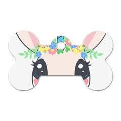 Unicorn Rabbit Hare Wreath Cute Dog Tag Bone (one Side) by Modalart