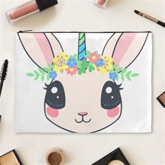 Unicorn Rabbit Hare Wreath Cute Cosmetic Bag (xl) by Modalart