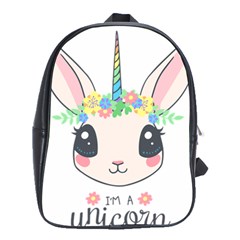 Unicorn Rabbit Hare Wreath Cute School Bag (large) by Modalart