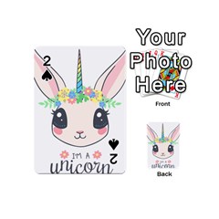 Unicorn Rabbit Hare Wreath Cute Playing Cards 54 Designs (mini) by Modalart