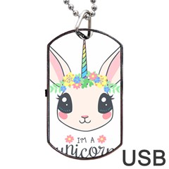 Unicorn Rabbit Hare Wreath Cute Dog Tag Usb Flash (one Side) by Modalart