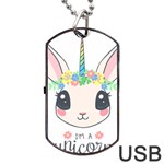 Unicorn Rabbit Hare Wreath Cute Dog Tag USB Flash (One Side) Front