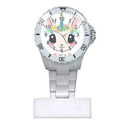 Unicorn Rabbit Hare Wreath Cute Plastic Nurses Watch by Modalart