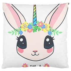 Unicorn Rabbit Hare Wreath Cute Large Premium Plush Fleece Cushion Case (two Sides) by Modalart