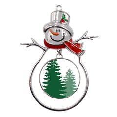 Pine Trees Spruce Tree Metal Snowman Ornament