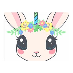 Unicorn Rabbit Hare Wreath Cute Two Sides Premium Plush Fleece Blanket (mini) by Modalart