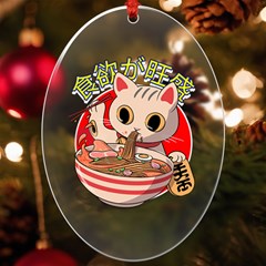 Ramen Cat Noodles Cute Japanes Uv Print Acrylic Ornament Oval by Modalart