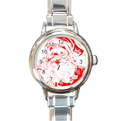 Santa Claus Red Christmas Round Italian Charm Watch by Modalart