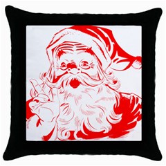 Santa Claus Red Christmas Throw Pillow Case (black) by Modalart