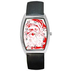 Santa Claus Red Christmas Barrel Style Metal Watch by Modalart