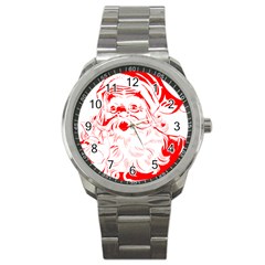 Santa Claus Red Christmas Sport Metal Watch by Modalart