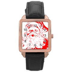 Santa Claus Red Christmas Rose Gold Leather Watch  by Modalart