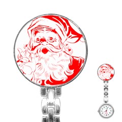 Santa Claus Red Christmas Stainless Steel Nurses Watch by Modalart