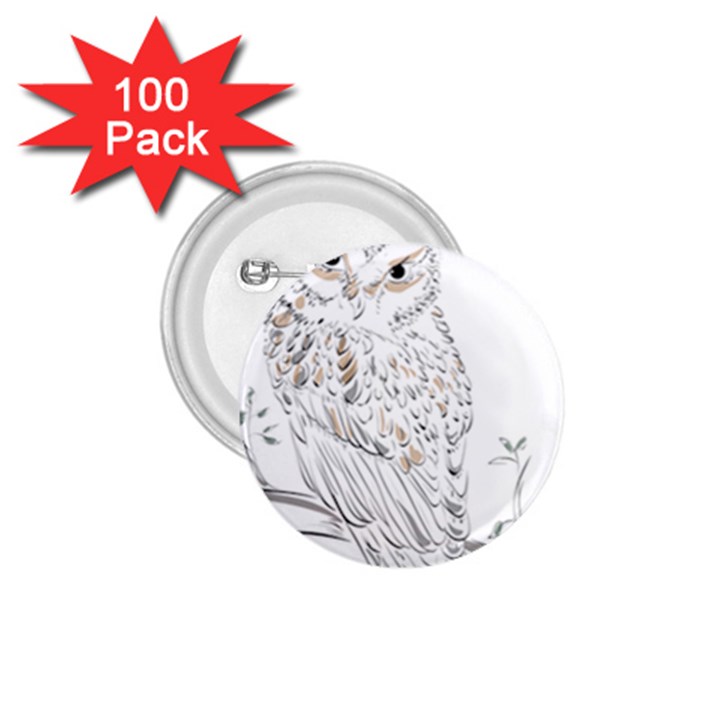 Owl Bird Wildlife Bird Of Prey 1.75  Buttons (100 pack) 