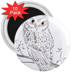 Owl Bird Wildlife Bird Of Prey 3  Magnets (10 pack) 