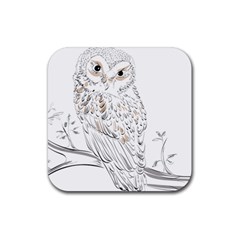 Owl Bird Wildlife Bird Of Prey Rubber Coaster (square) by Modalart