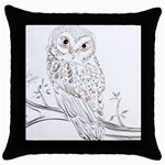 Owl Bird Wildlife Bird Of Prey Throw Pillow Case (Black) Front