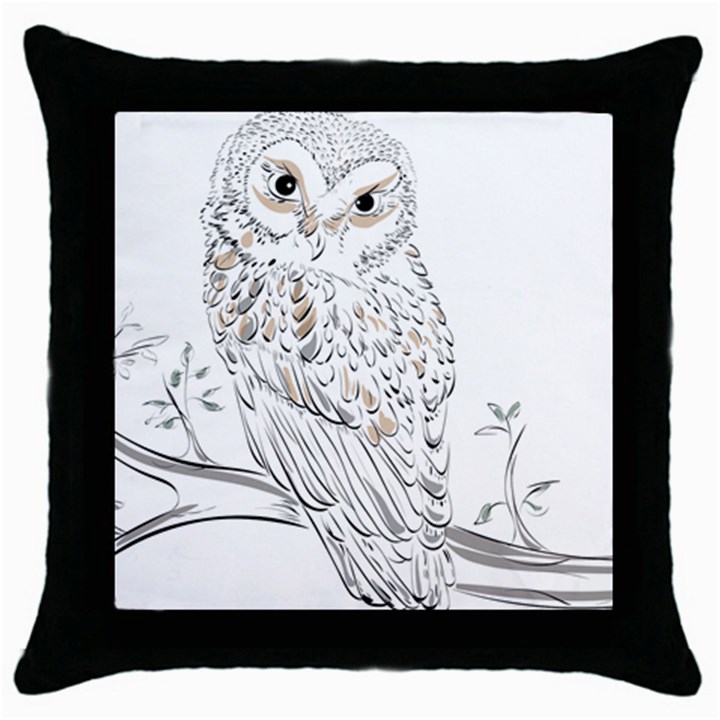 Owl Bird Wildlife Bird Of Prey Throw Pillow Case (Black)